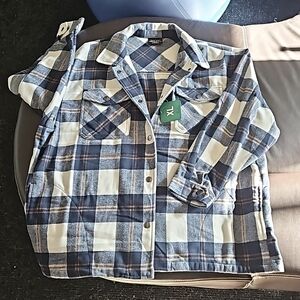 HFX Ladies’ Shirt Jacket Blue Plaid